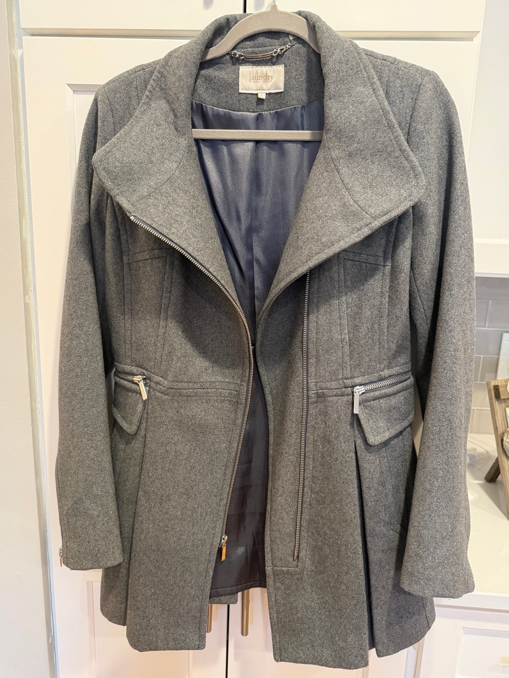 Laundry by Shelli Segal Asymmetrical Zip Coat - Picture 9 of 10